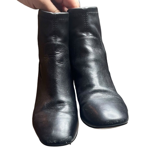 Coach Nala Bootie Leather Monogram Black Chunky Heel Side Zip Ankle Boot 6 - Picture 14 of 16